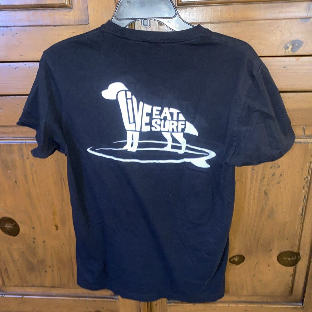 Tower 7 Wrightsville Beach NC T Shirt-SMALL-Black-Surf Dog-Live.Eat.Surf.